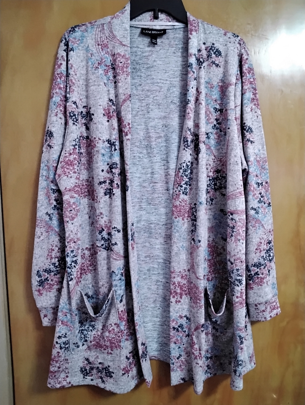 Lane Bryant Heathered Pink Floral Open Cardigan sz 18/20